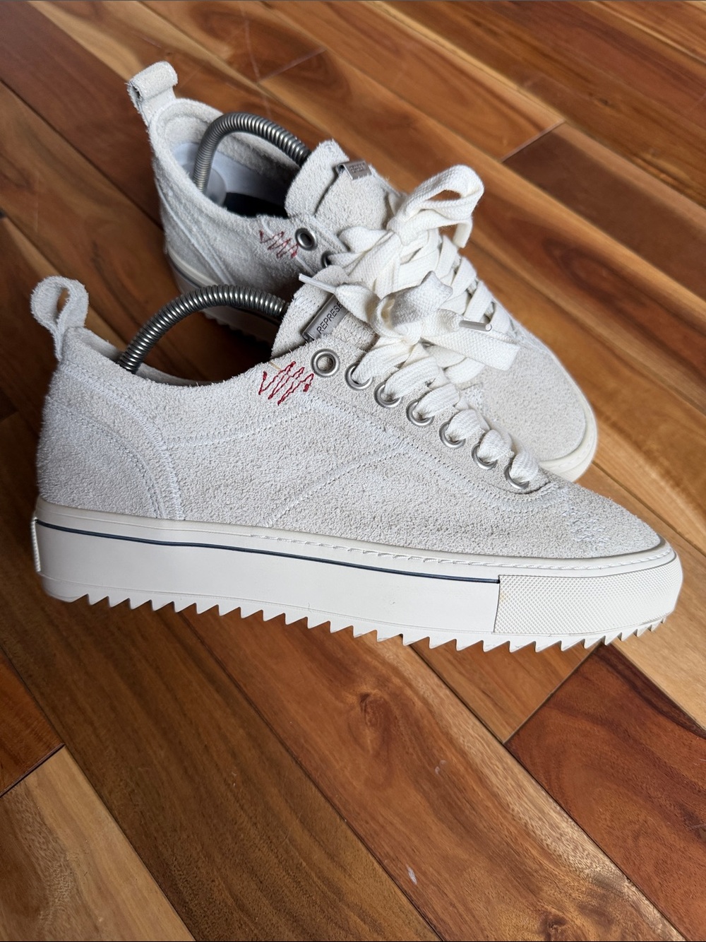 Represent Men's Cream Suede Low-Top Sneakers - Casual Platform Style